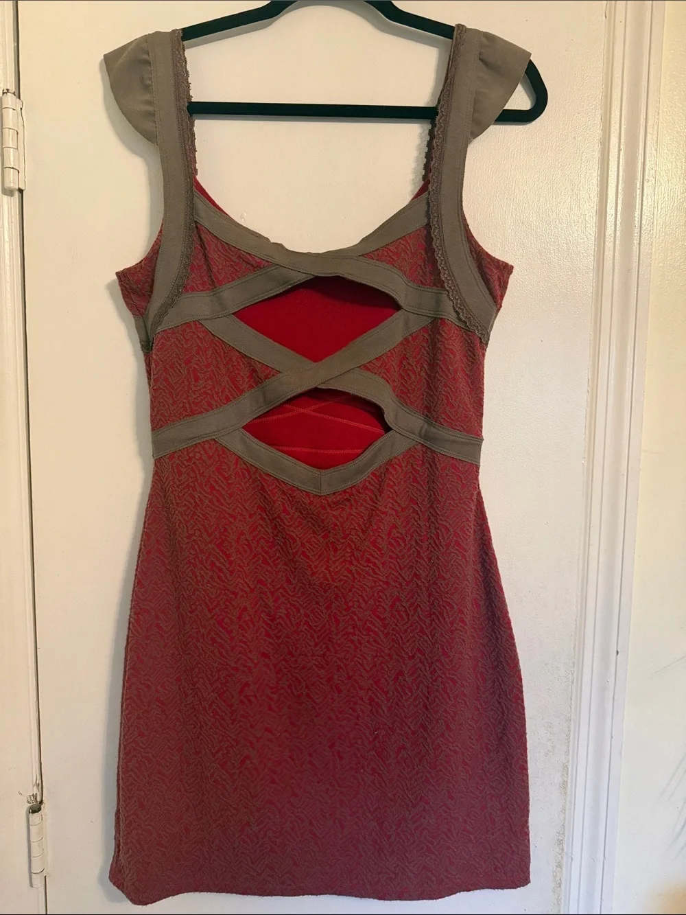 Free People red brown criss cross open back dress